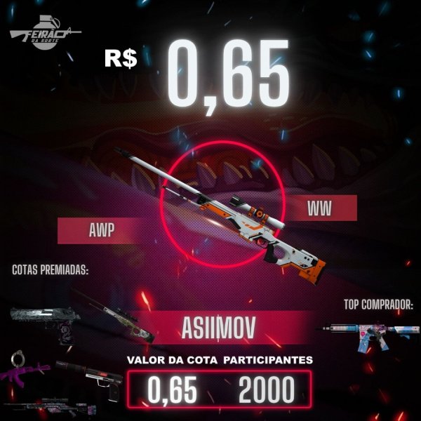 #02 - AWP | Asiimov WW + TOP COMPRADOR + COTAS PREMIADAS